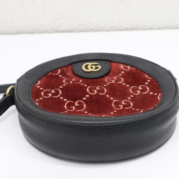 Gucci Ophidia Round Shoulder Bag GG Velvet Mini Red 574978 - Picture 9 of 14